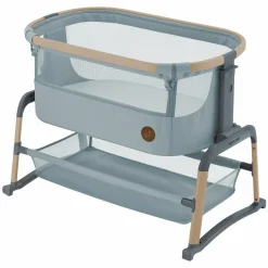 2-in-1 Beistellbett Iora Air mit Schaukelfunktion, atmungsaktive Stoffe, klappbar, inkl. Matratze & Reisetasche - Beyond Grey - Kollektion 2025