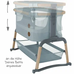 2-in-1 Beistellbett Iora Air mit Schaukelfunktion, atmungsaktive Stoffe, klappbar, inkl. Matratze & Reisetasche - Beyond Grey - Kollektion 2025