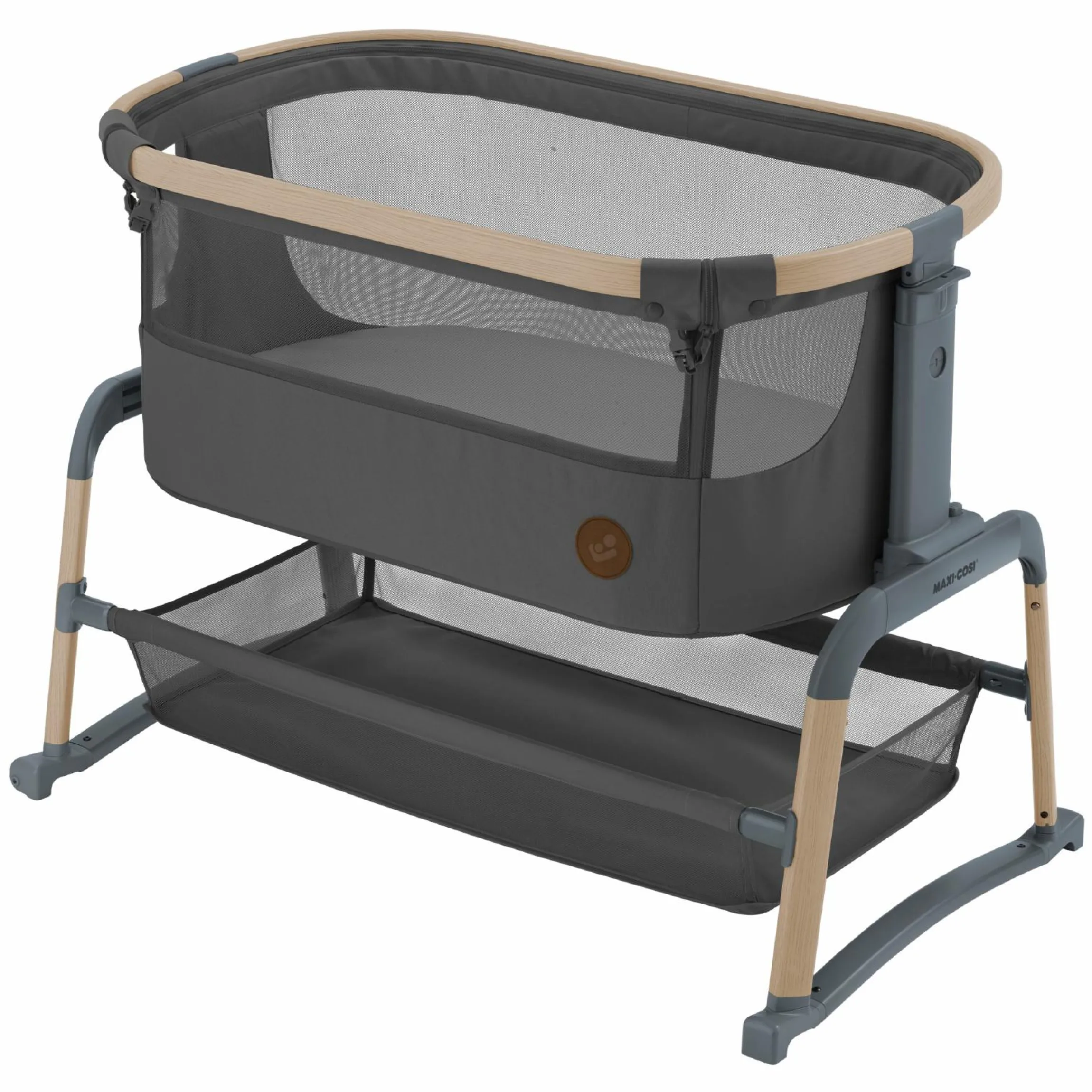 2-in-1 Beistellbett Iora Air mit Schaukelfunktion, atmungsaktive Stoffe, klappbar, inkl. Matratze & Reisetasche - Beyond Graphite - Kollektion 2025
