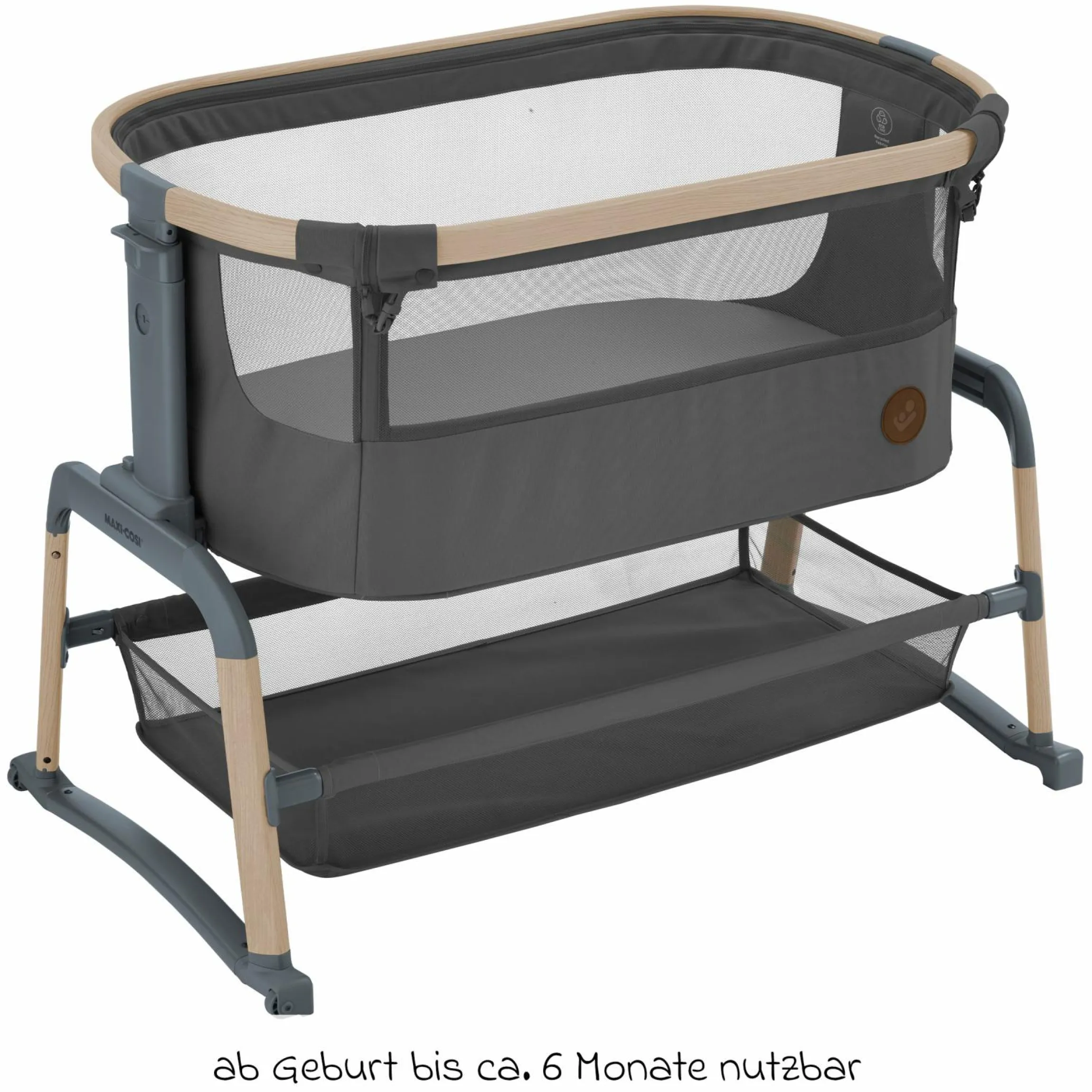 2-in-1 Beistellbett Iora Air mit Schaukelfunktion, atmungsaktive Stoffe, klappbar, inkl. Matratze & Reisetasche - Beyond Graphite - Kollektion 2025