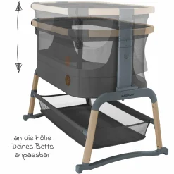 2-in-1 Beistellbett Iora Air mit Schaukelfunktion, atmungsaktive Stoffe, klappbar, inkl. Matratze & Reisetasche - Beyond Graphite - Kollektion 2025