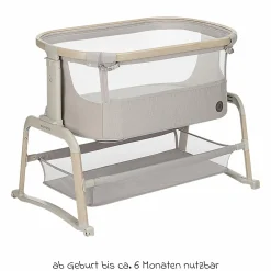 2-in-1 Beistellbett Iora Air mit Schaukelfunktion, atmungsaktive Stoffe, klappbar, inkl. Matratze & Reisetasche - Classic Beige Eco FR - Kollektion 2025
