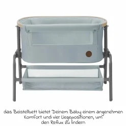 2-in-1 Beistellbett Iora klappbar, inkl. Matratze & Reisetasche - Beyound - Grey Eco - Kollektion 2025