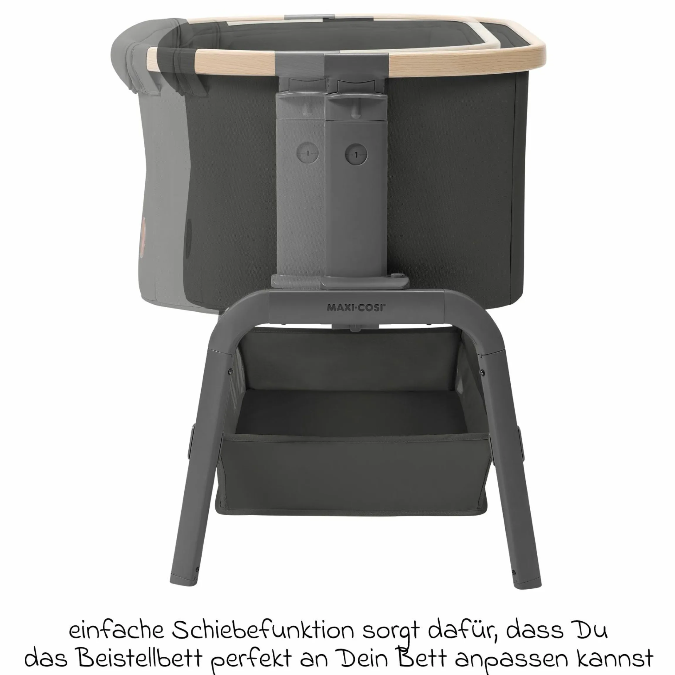 2-in-1 Beistellbett Iora klappbar, inkl. Matratze & Reisetasche - Beyound - Graphite Eco - Kollektion 2025