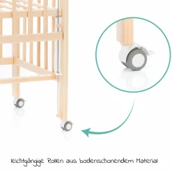 2in1 Beistellbett, Stubenbett Nino (auch für Boxspringbetten geeignet) - Natur
