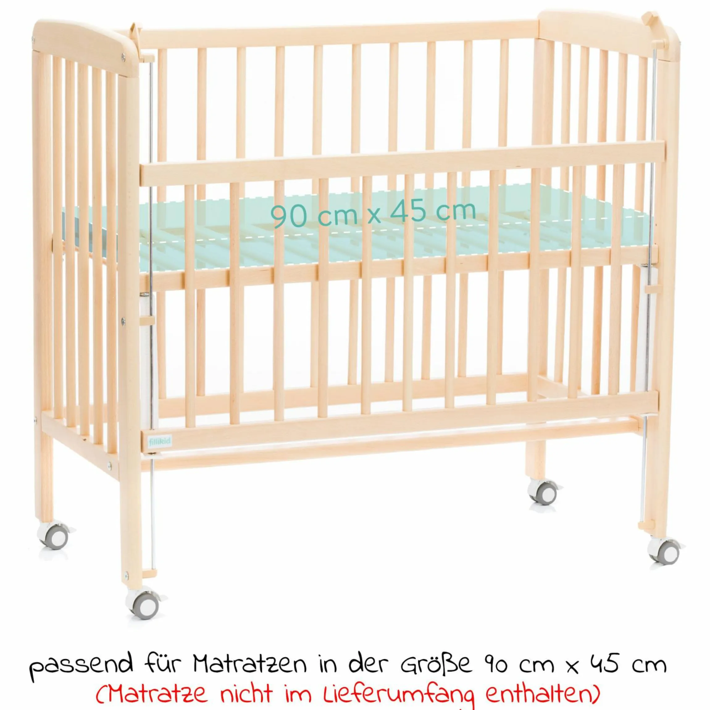 2in1 Beistellbett, Stubenbett Nino (auch für Boxspringbetten geeignet) - Natur