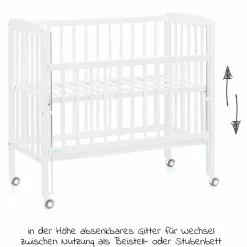 2in1 Beistellbett, Stubenbett Nino (auch für Boxspringbetten geeignet) - Weiß