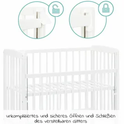 2in1 Beistellbett, Stubenbett Nino (auch für Boxspringbetten geeignet) - Weiß