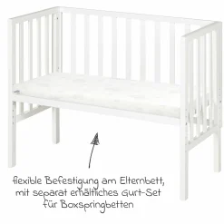 2in1 Beistellbett und Bank mit Canvas-Barriere + Matratze mit 90 x 45 cm - 47 x 99,5 cm - Weiß