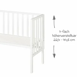 2in1 Beistellbett und Bank mit Canvas-Barriere + Matratze mit 90 x 45 cm - 47 x 99,5 cm - Weiß