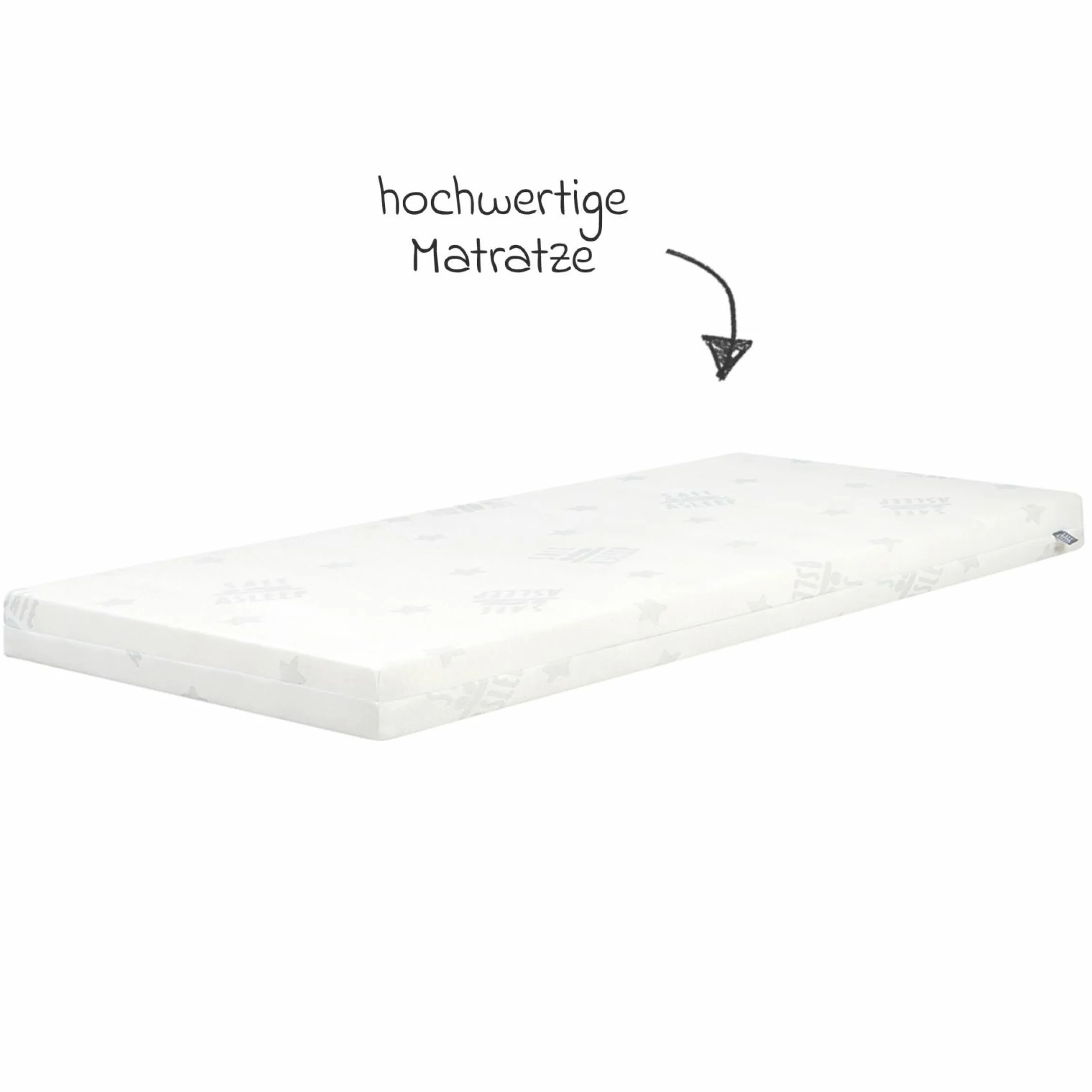 2in1 Beistellbett und Bank mit Canvas-Barriere + Matratze mit 90 x 45 cm - 47 x 99,5 cm - Weiß