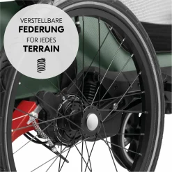 3in1 Fahrradanhänger Bike N Walk Duo für 2 Kinder (bis 44 kg) - Bike Trailer, City Buggy & Outdoor-Begleiter - Dark Green