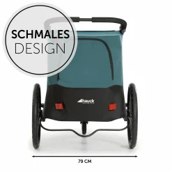 2in1 Fahrradanhänger Dryk Duo für 2 Kinder (bis 44 kg) - Bike Trailer & City Buggy - inkl. GRATIS Schutzpaket - Ocean Green