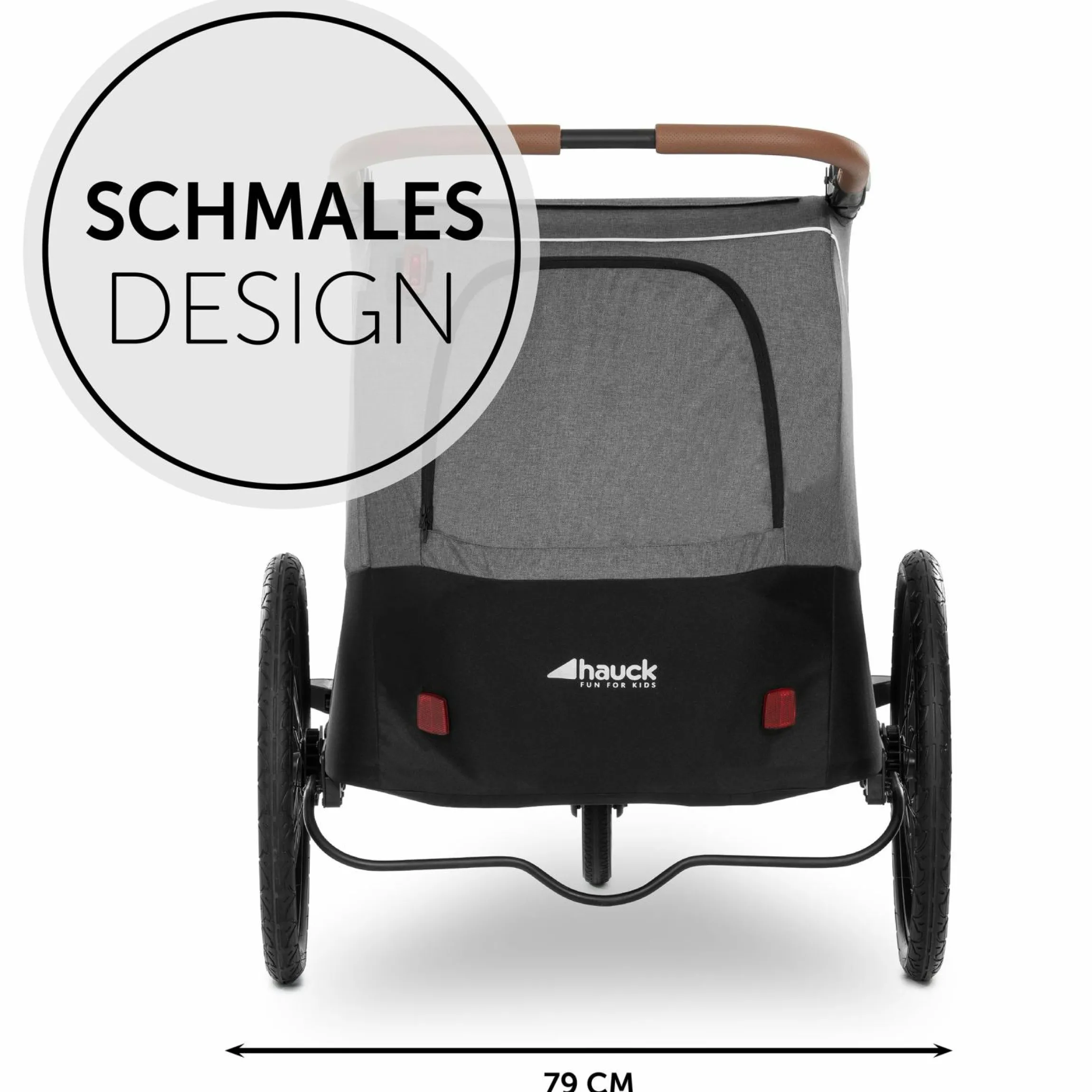 2in1 Fahrradanhänger Dryk Duo für 2 Kinder (bis 44 kg) - Bike Trailer & City Buggy - Melange Grey