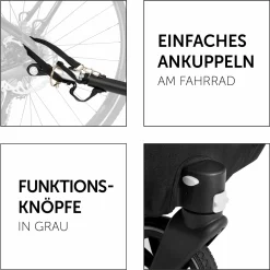 2in1 Fahrradanhänger Dryk Duo für 2 Kinder (bis 44 kg) - Bike Trailer & City Buggy - inkl. GRATIS Schutzpaket - Grey