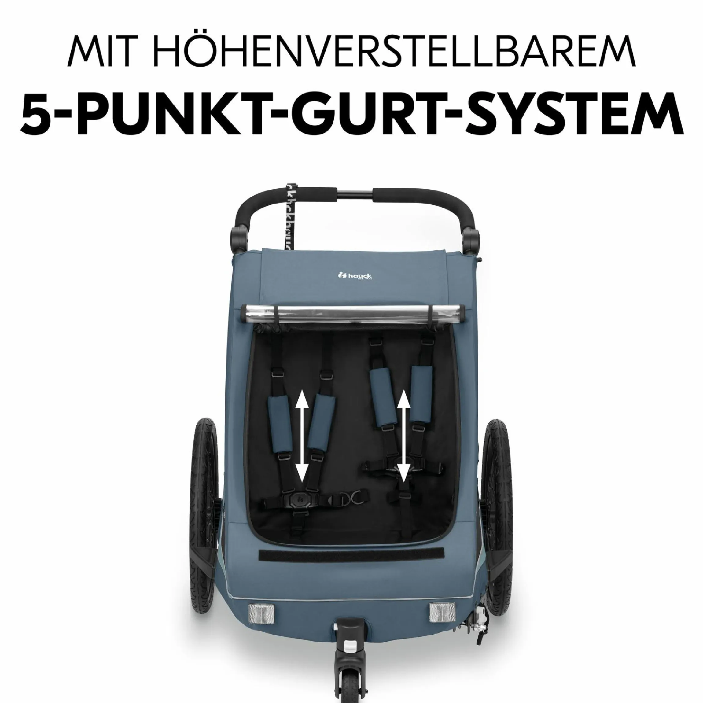 2in1 Fahrradanhänger Dryk Duo Plus für 2 Kinder (bis 44 kg) - Bike Trailer & City Buggy - Dark Blue