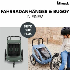 2in1 Fahrradanhänger Dryk Duo Plus für 2 Kinder (bis 44 kg) - Bike Trailer & City Buggy - Dark Green