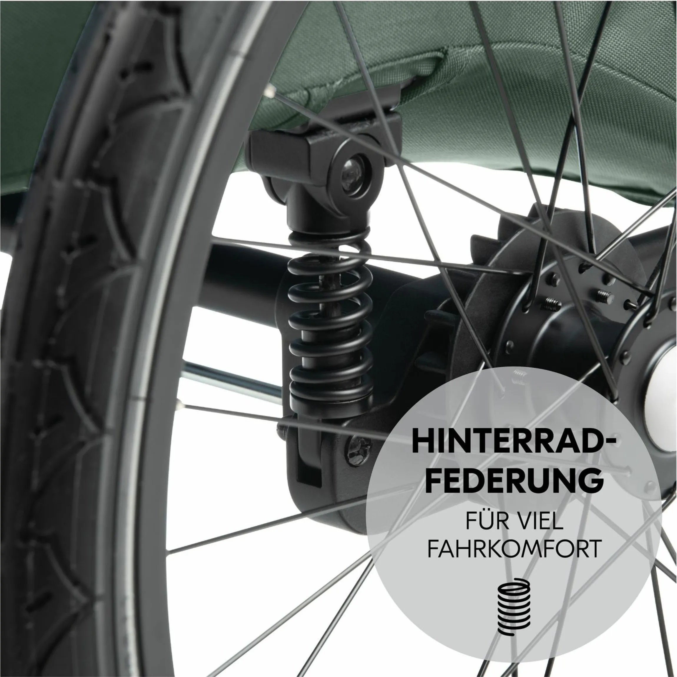 2in1 Fahrradanhänger Dryk Duo Plus für 2 Kinder (bis 44 kg) - Bike Trailer & City Buggy - Dark Green