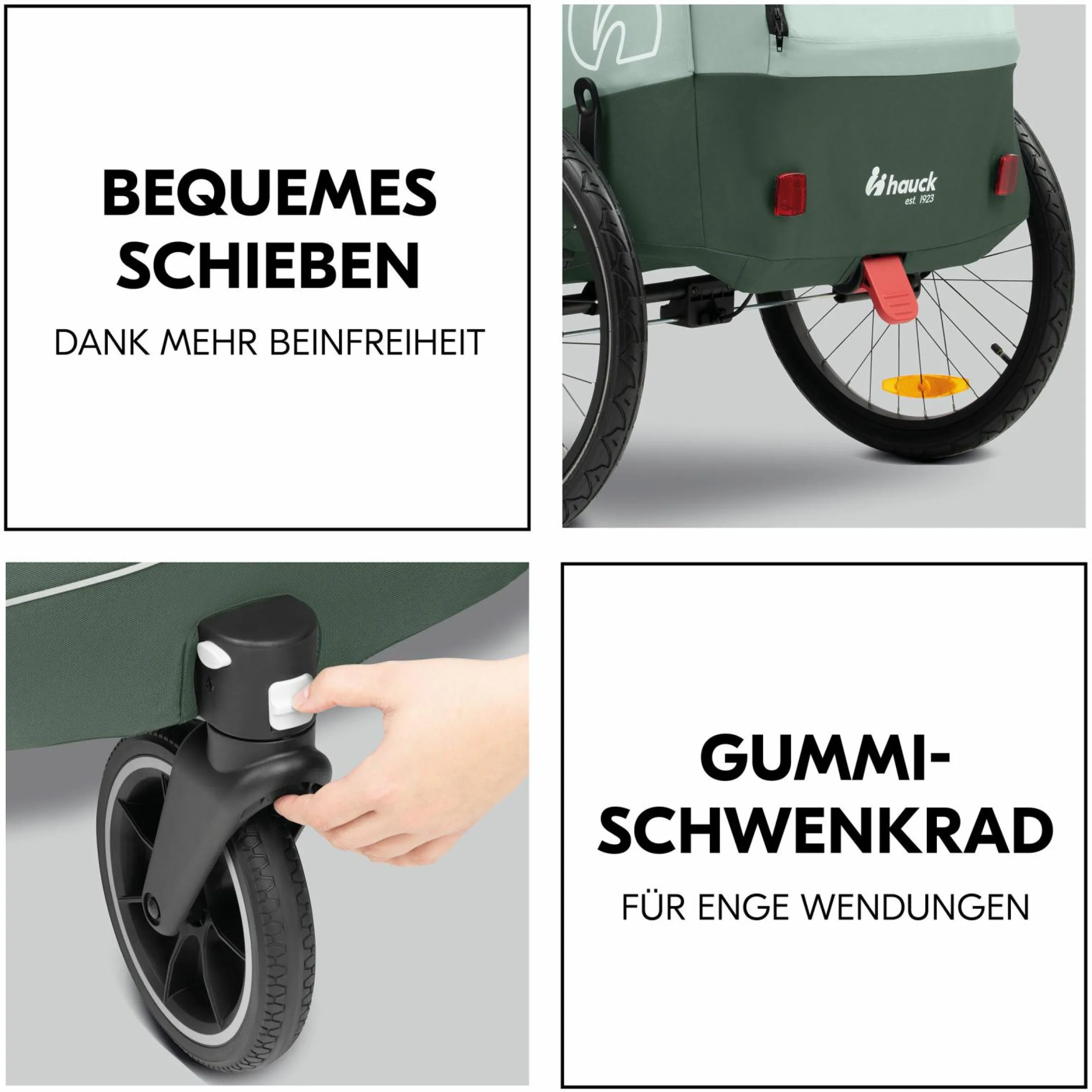 2in1 Fahrradanhänger Dryk Duo Plus für 2 Kinder (bis 44 kg) - Bike Trailer & City Buggy - Dark Green