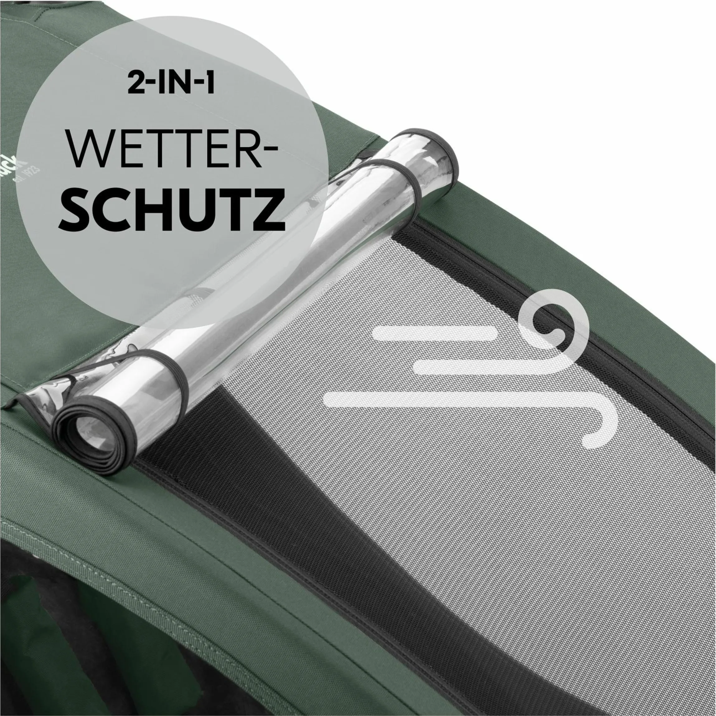 2in1 Fahrradanhänger Dryk Duo Plus für 2 Kinder (bis 44 kg) - Bike Trailer & City Buggy - Dark Green