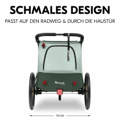 2in1 Fahrradanhänger Dryk Duo Plus für 2 Kinder (bis 44 kg) - Bike Trailer & City Buggy - Dark Green