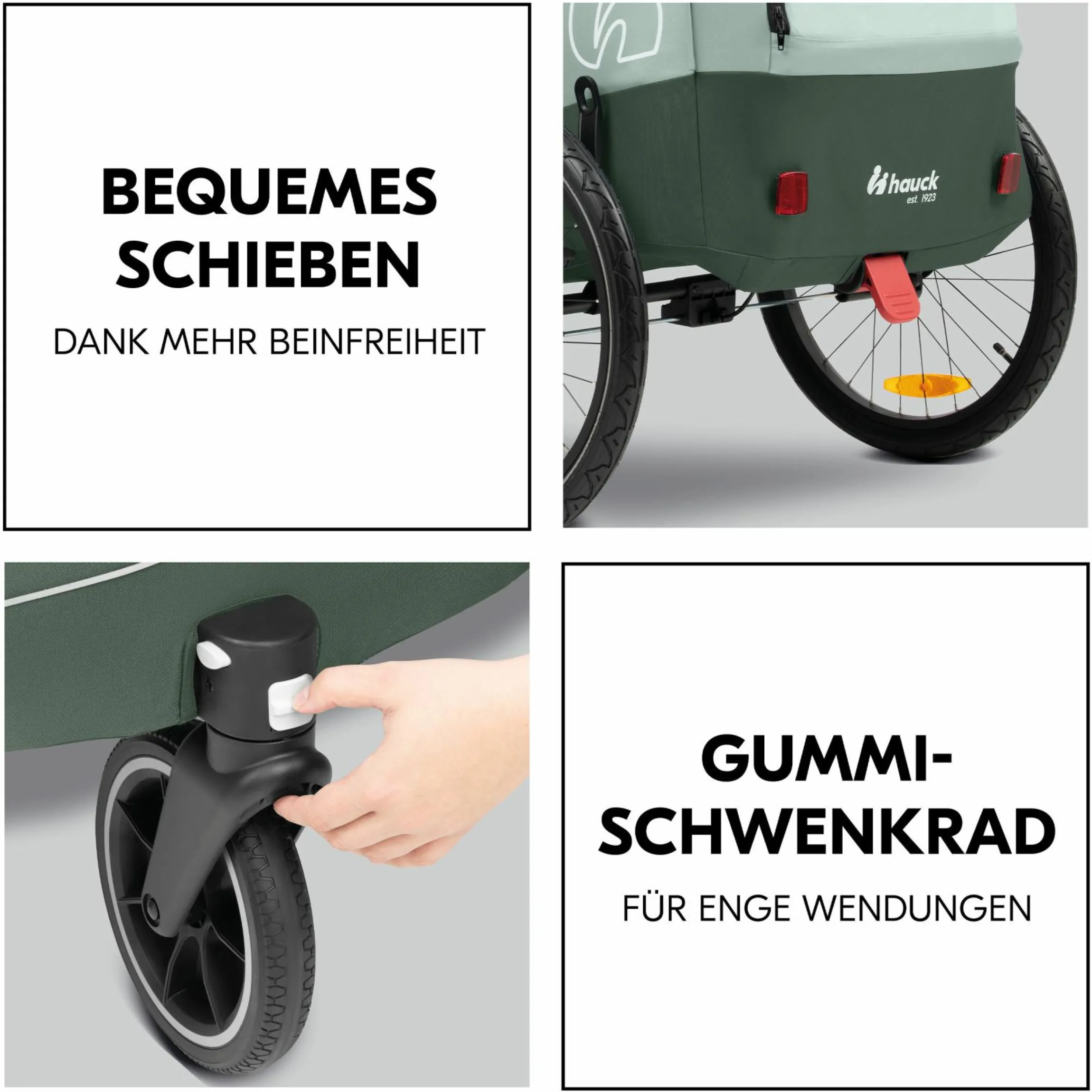 2in1 Fahrradanhänger Dryk Duo Plus für 2 Kinder (bis 44 kg) - Bike Trailer & City Buggy - inkl. GRATIS Schutzpaket - Dark Green