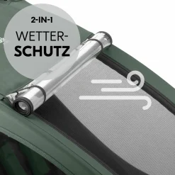 2in1 Fahrradanhänger Dryk Duo Plus für 2 Kinder (bis 44 kg) - Bike Trailer & City Buggy - inkl. GRATIS Schutzpaket - Dark Green