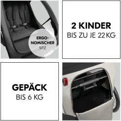 2in1 Fahrradanhänger Dryk Duo Plus für 2 Kinder (bis 44 kg) - Bike Trailer & City Buggy - Black