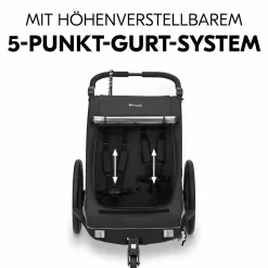 2in1 Fahrradanhänger Dryk Duo Plus für 2 Kinder (bis 44 kg) - Bike Trailer & City Buggy - Black