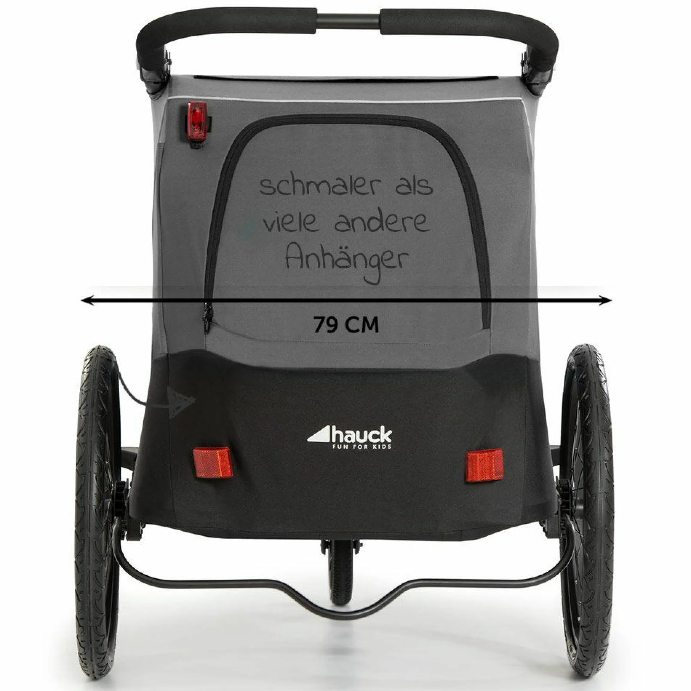2in1 Fahrradanhänger Dryk Duo für 2 Kinder (bis 44 kg) - Bike Trailer & City Buggy - Grey