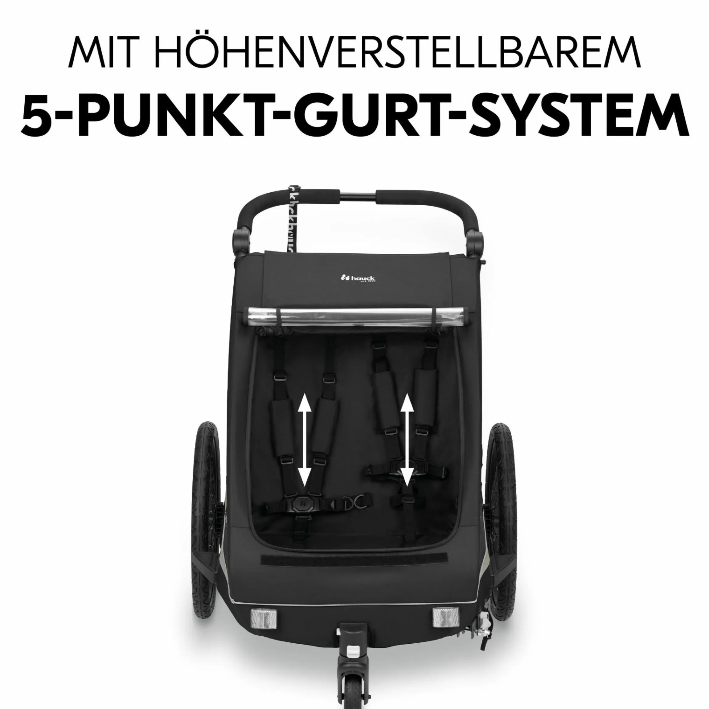 2in1 Fahrradanhänger Dryk Duo Plus für 2 Kinder (bis 44 kg) - Bike Trailer & City Buggy - inkl. GRATIS Schutzpaket - Black