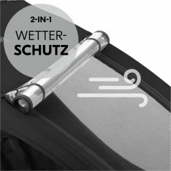 2in1 Fahrradanhänger Dryk Duo Plus für 2 Kinder (bis 44 kg) - Bike Trailer & City Buggy - inkl. GRATIS Schutzpaket - Black