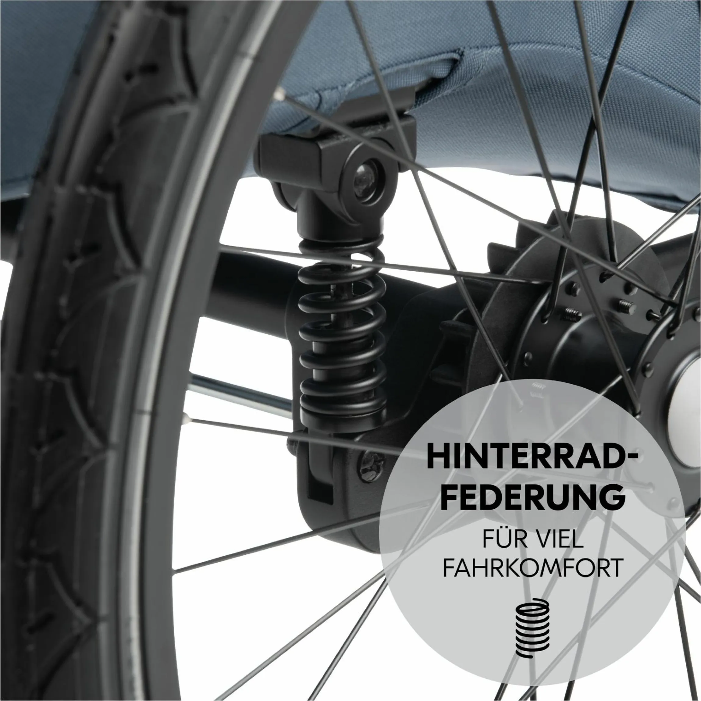 2in1 Fahrradanhänger Dryk Duo Plus für 2 Kinder (bis 44 kg) - Bike Trailer & City Buggy - inkl. GRATIS Schutzpaket - Dark Blue