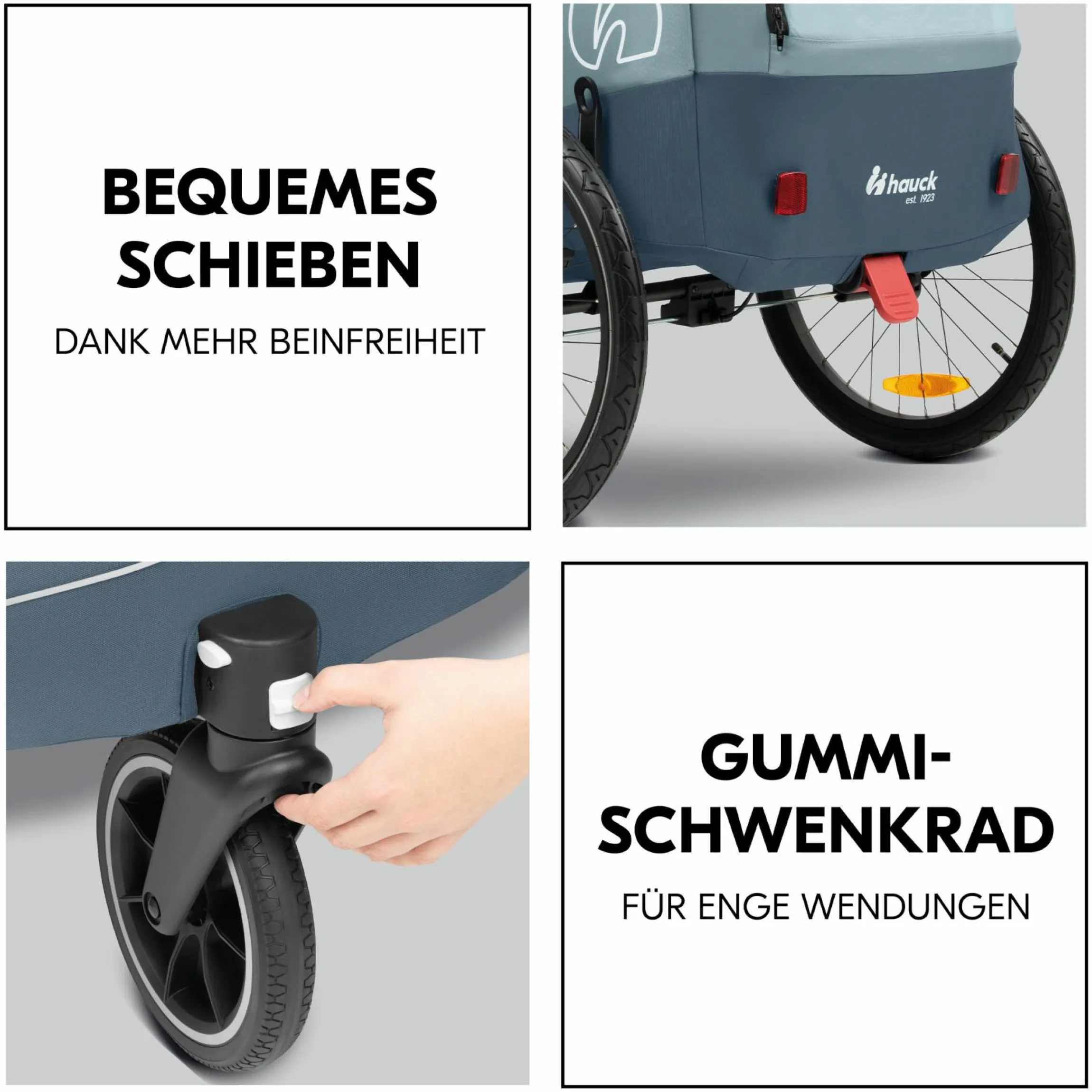 2in1 Fahrradanhänger Dryk Duo Plus für 2 Kinder (bis 44 kg) - Bike Trailer & City Buggy - inkl. GRATIS Schutzpaket - Dark Blue