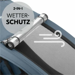 2in1 Fahrradanhänger Dryk Duo Plus für 2 Kinder (bis 44 kg) - Bike Trailer & City Buggy - inkl. GRATIS Schutzpaket - Dark Blue