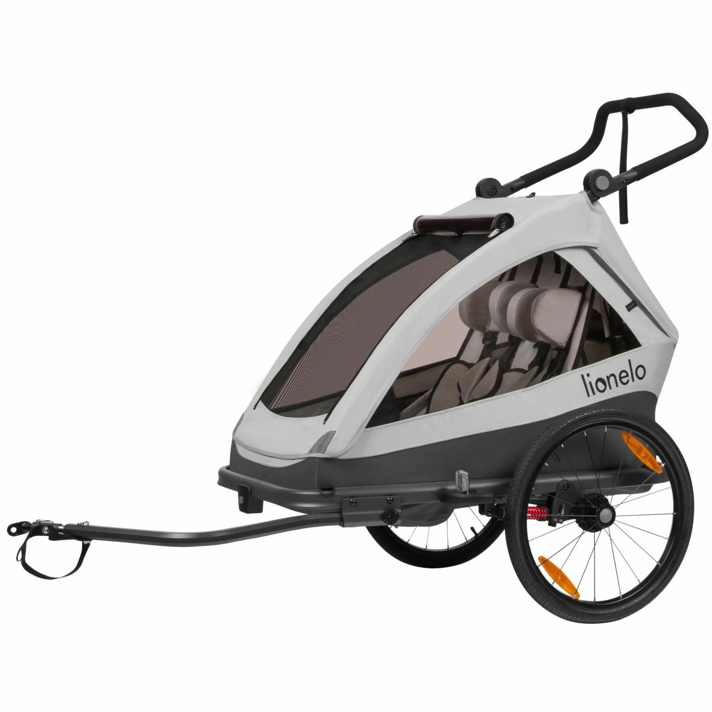 2in1 Fahrradanhänger und Kinderwagen Cama für 2 Kinder ab 6 Monate bis 6 Jahren mit SIQ-Federung, Knickschieber (bis 44 kg) - Grey Stone
