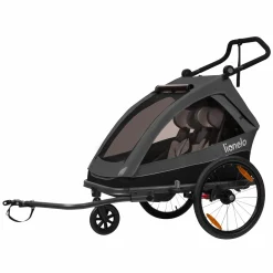 2in1 Fahrradanhänger und Kinderwagen Cama für 2 Kinder ab 6 Monate bis 6 Jahren mit SIQ-Federung, Knickschieber (bis 44 kg) - Grey Graphite