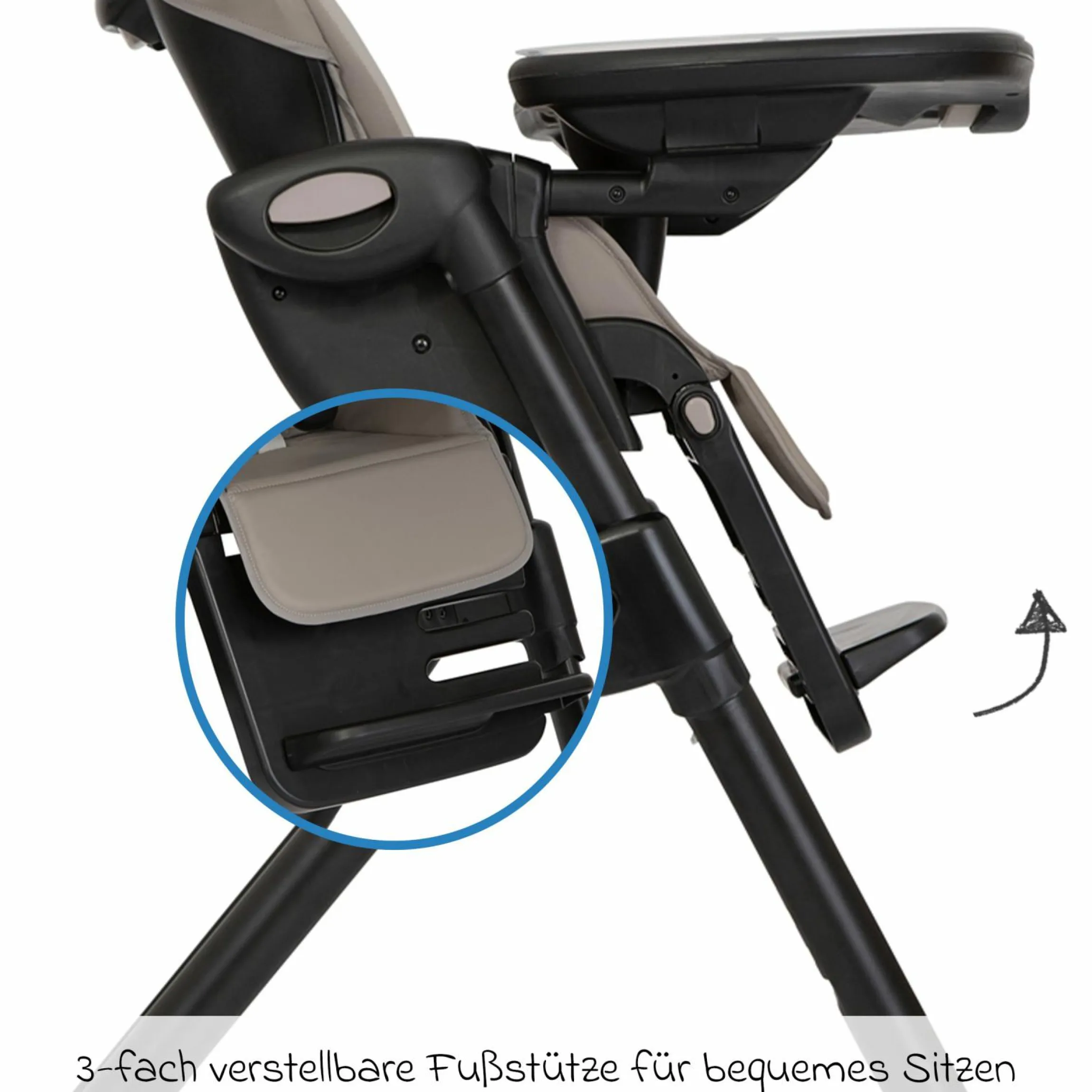 2in1 Hochstuhl Mimzy Recline Wippe und Hochstuhl in einem ab Geburt nutzbar mit Liegeposition - Hazelnut - Kollektion 2025
