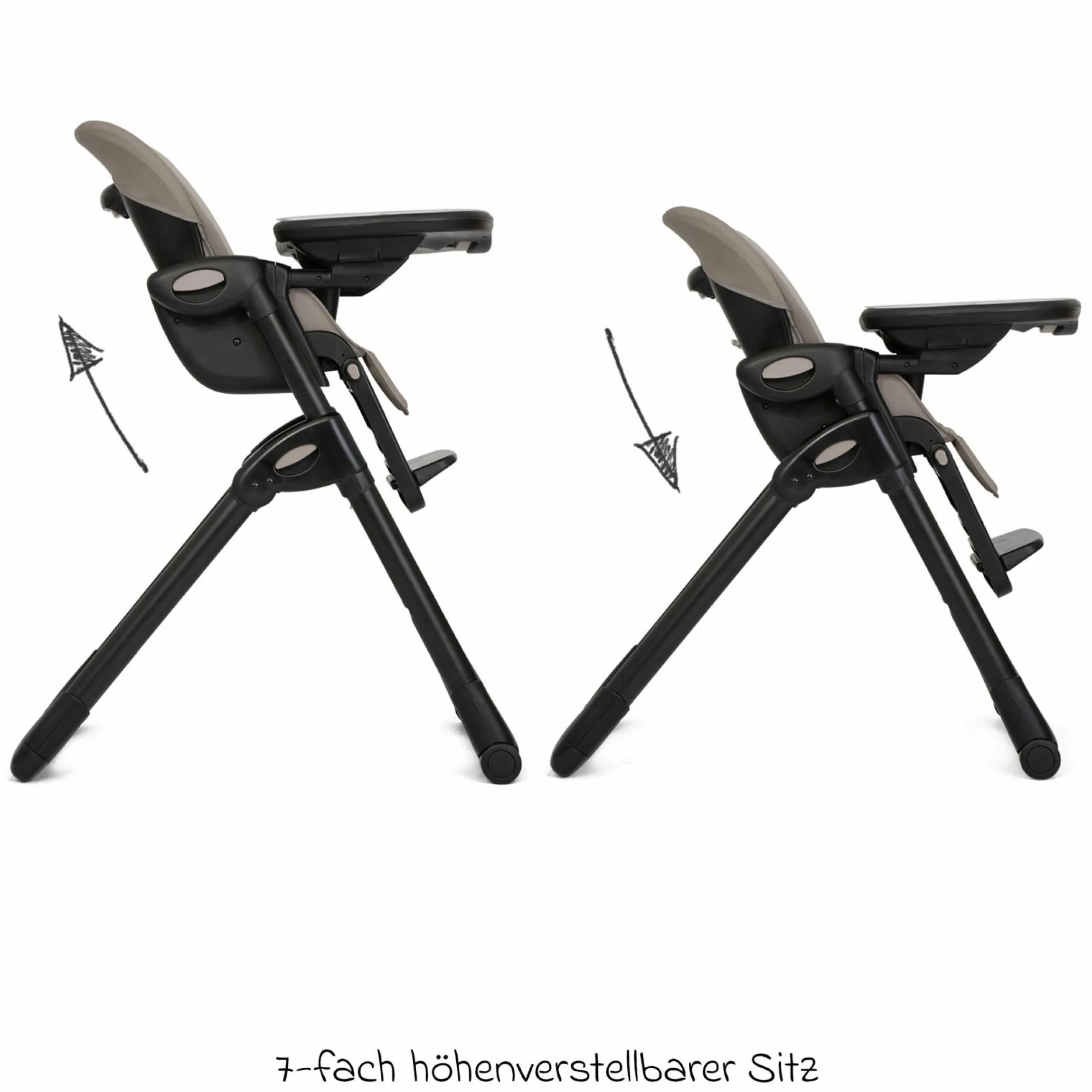 2in1 Hochstuhl Mimzy Recline Wippe und Hochstuhl in einem ab Geburt nutzbar mit Liegeposition - Hazelnut - Kollektion 2025