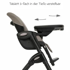 2in1 Hochstuhl Mimzy Recline Wippe und Hochstuhl in einem ab Geburt nutzbar mit Liegeposition - Hazelnut - Kollektion 2025