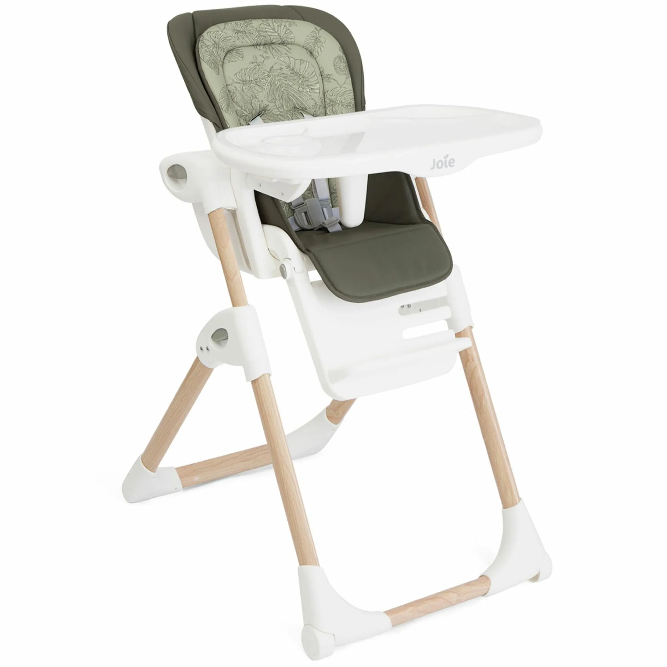 2in1 Hochstuhl Mimzy Recline Wippe und Hochstuhl in einem ab Geburt nutzbar mit Liegeposition - Palms Wood - Kollektion 2025