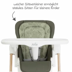 2in1 Hochstuhl Mimzy Recline Wippe und Hochstuhl in einem ab Geburt nutzbar mit Liegeposition - Palms Wood - Kollektion 2025