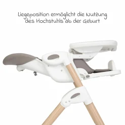 2in1 Hochstuhl Mimzy Recline Wippe und Hochstuhl in einem ab Geburt nutzbar mit Liegeposition - Walnut Wood - Kollektion 2025