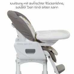 3in1 Hochstuhl Mimzy Spin 3in1 ab Geburt nutzbar mit 360° drehbarem Sitz, flache Liegeposition, Tablett und Snacktablett - Geometric Mountain - Kollektion 2025