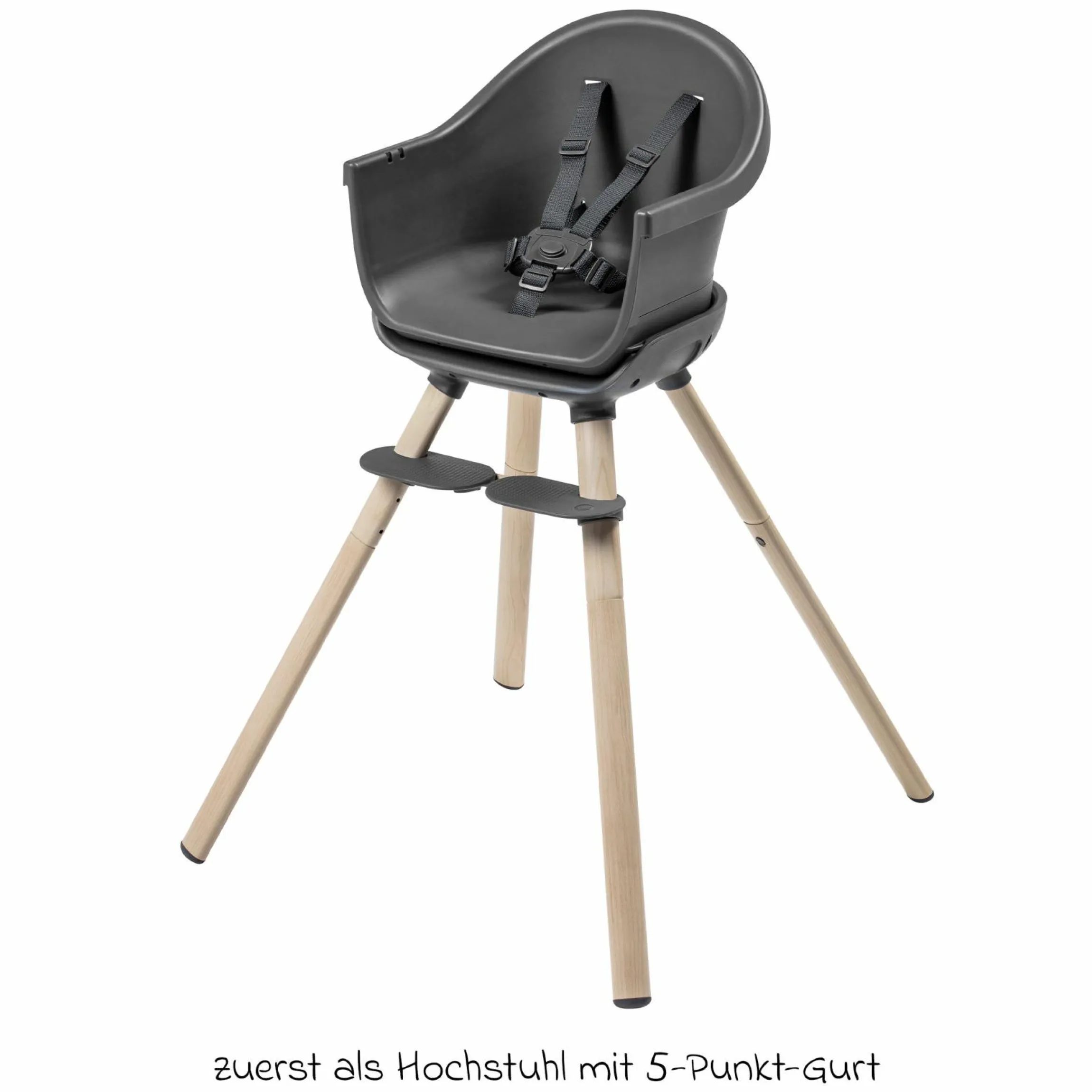 4-in-1 Hochstuhl Moa ab 6 Monate - 5 Jahre Hochstuhl, Sitzerhöhung, Tisch & Stuhl - Beyond Graphite2 Eco - Kollektion 2025