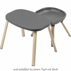 4-in-1 Hochstuhl Moa ab 6 Monate - 5 Jahre Hochstuhl, Sitzerhöhung, Tisch & Stuhl - Beyond Graphite2 Eco - Kollektion 2025