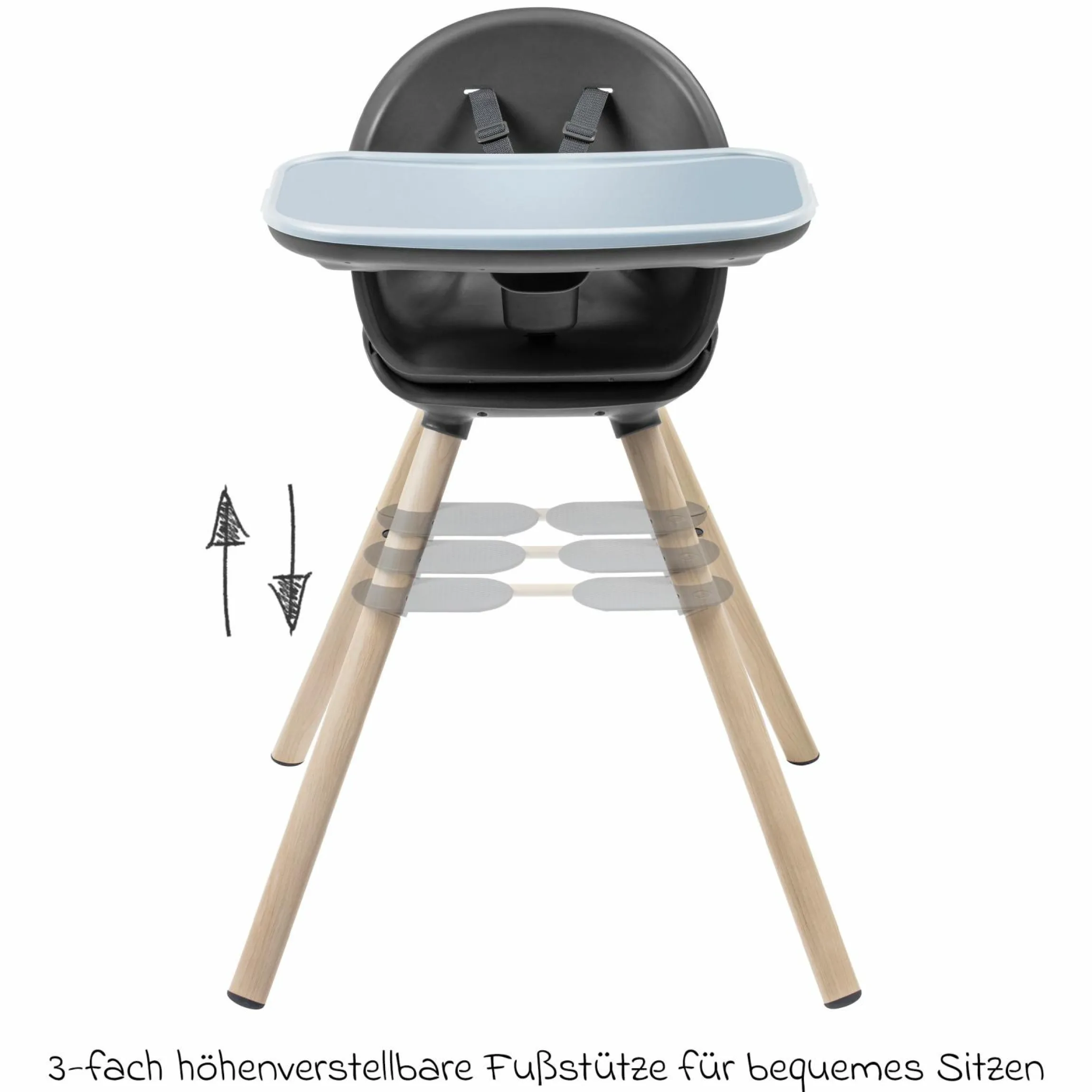 4-in-1 Hochstuhl Moa ab 6 Monate - 5 Jahre Hochstuhl, Sitzerhöhung, Tisch & Stuhl - Beyond Graphite2 Eco - Kollektion 2025