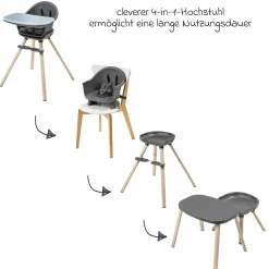 4-in-1 Hochstuhl Moa ab 6 Monate - 5 Jahre Hochstuhl, Sitzerhöhung, Tisch & Stuhl - Beyond Graphite2 Eco - Kollektion 2025