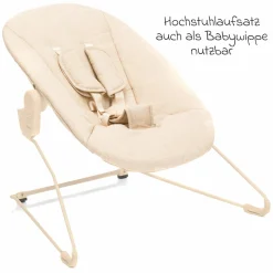 3in1 Hochstuhl-Set Pia Swing ab Geburt bis 85 kg mit Neugeborenenaufsatz, 5-Punkt-Gurt, abnehmbarem Essbrett mit Getränkehalter - Natur