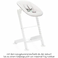 3in1 Hochstuhl-Set Pia Swing ab Geburt bis 85 kg mit Neugeborenenaufsatz, 5-Punkt-Gurt, abnehmbarem Essbrett mit Getränkehalter - Weiß